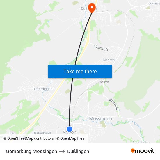 Gemarkung Mössingen to Dußlingen map