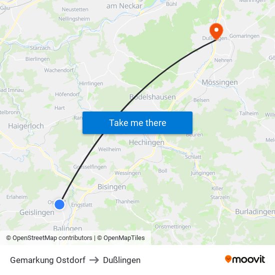 Gemarkung Ostdorf to Dußlingen map