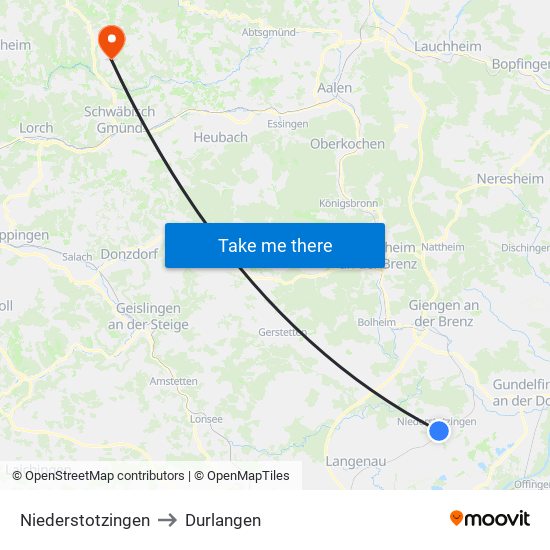 Niederstotzingen to Durlangen map