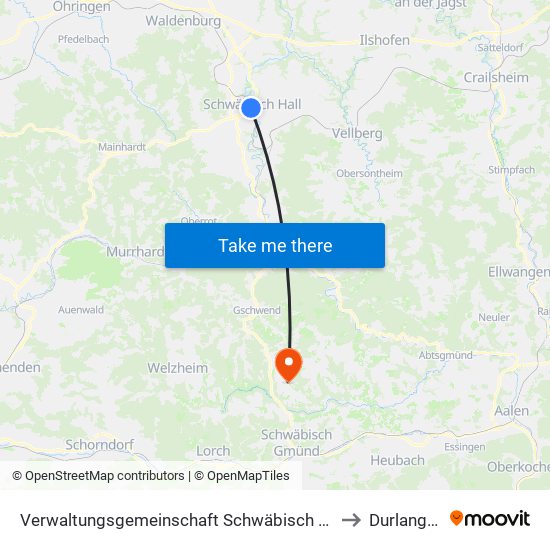 Verwaltungsgemeinschaft Schwäbisch Hall to Durlangen map