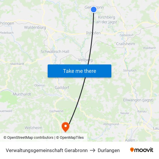 Verwaltungsgemeinschaft Gerabronn to Durlangen map