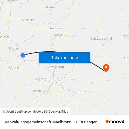 Verwaltungsgemeinschaft Maulbronn to Durlangen map