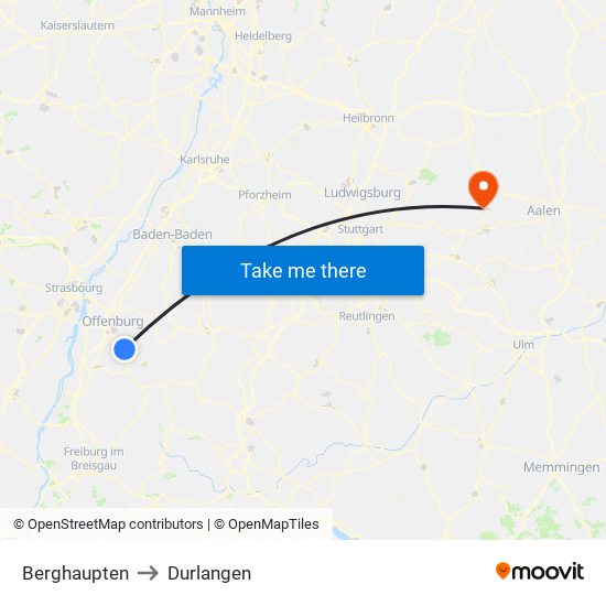 Berghaupten to Durlangen map