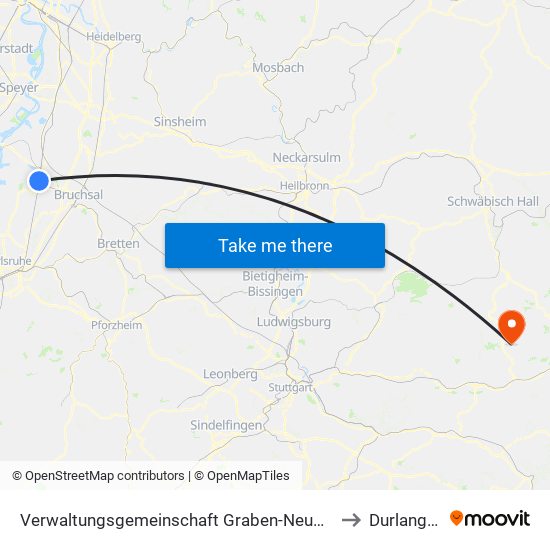 Verwaltungsgemeinschaft Graben-Neudorf to Durlangen map