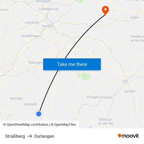 Straßberg to Durlangen map