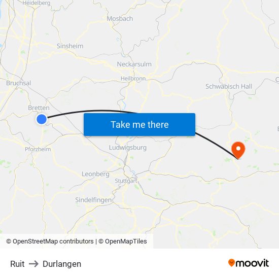 Ruit to Durlangen map