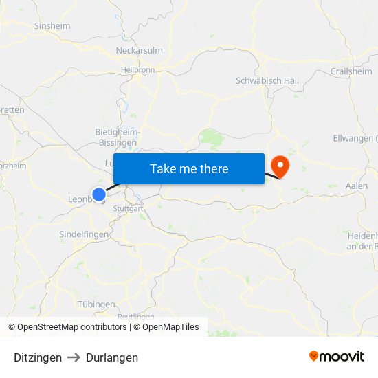 Ditzingen to Durlangen map