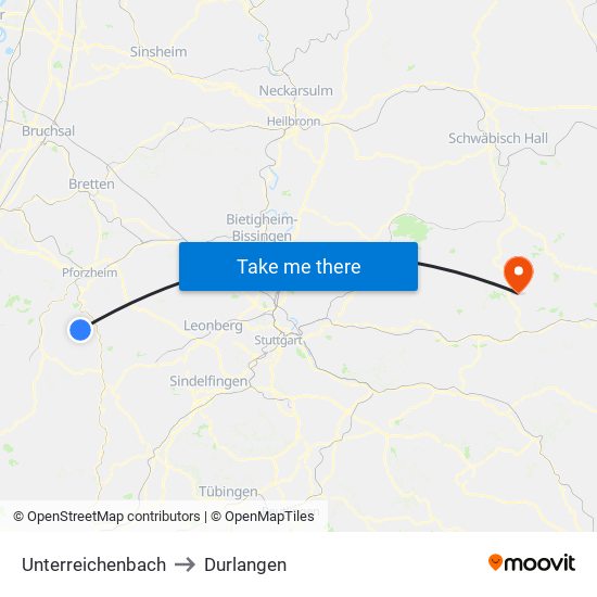 Unterreichenbach to Durlangen map