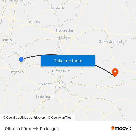 Ölbronn-Dürrn to Durlangen map