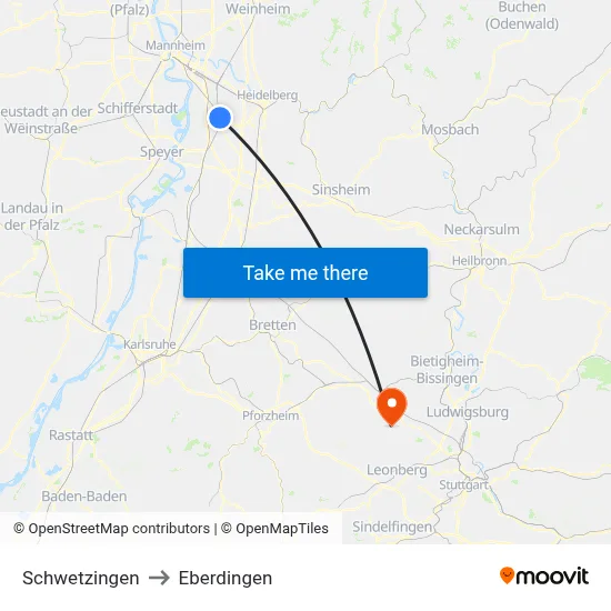 Schwetzingen to Eberdingen map