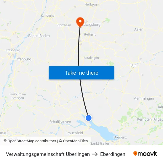 Verwaltungsgemeinschaft Überlingen to Eberdingen map