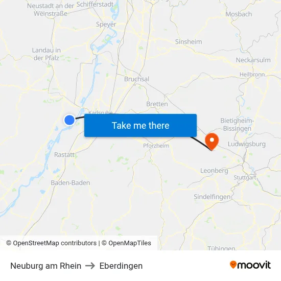 Neuburg am Rhein to Eberdingen map