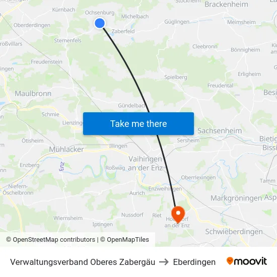 Verwaltungsverband Oberes Zabergäu to Eberdingen map