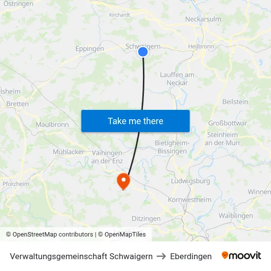 Verwaltungsgemeinschaft Schwaigern to Eberdingen map