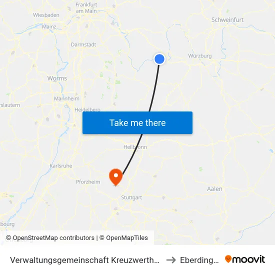 Verwaltungsgemeinschaft Kreuzwertheim to Eberdingen map