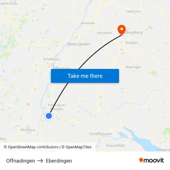 Offnadingen to Eberdingen map