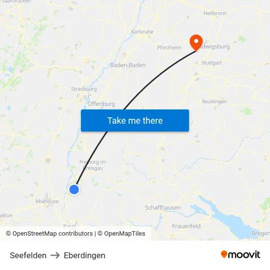Seefelden to Eberdingen map
