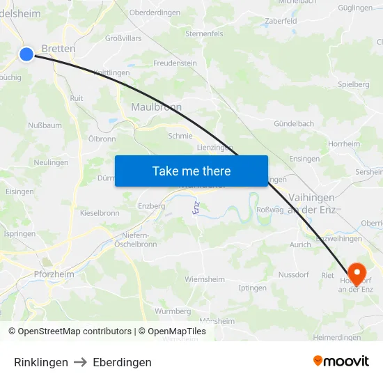 Rinklingen to Eberdingen map