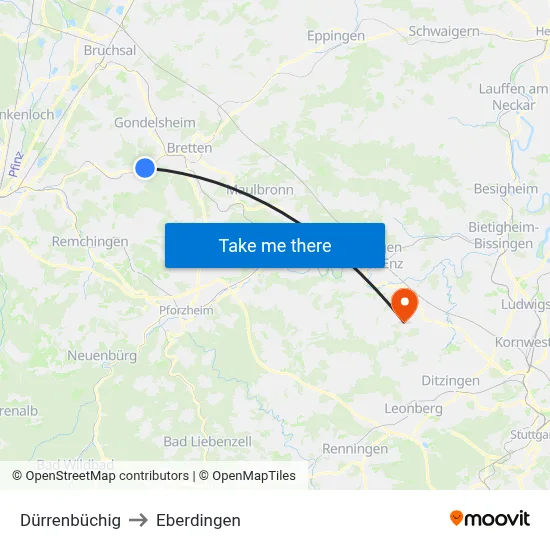 Dürrenbüchig to Eberdingen map