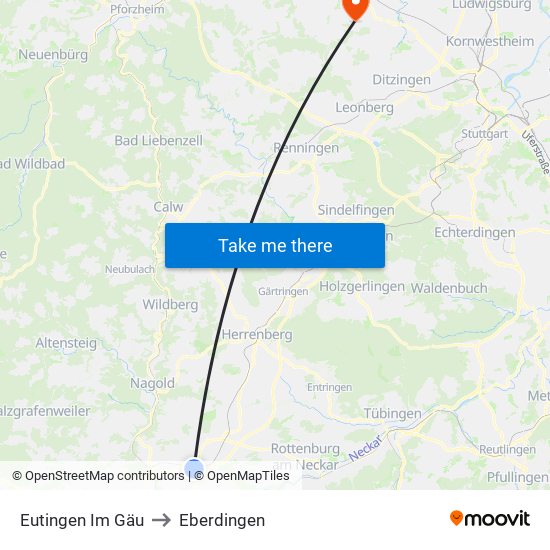 Eutingen Im Gäu to Eberdingen map