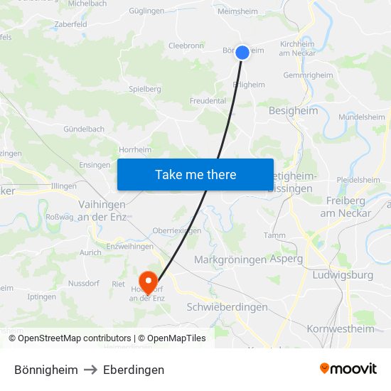 Bönnigheim to Eberdingen map