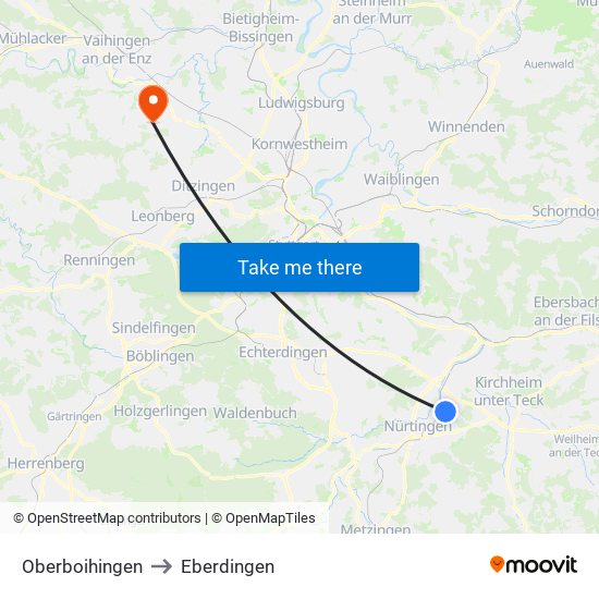 Oberboihingen to Eberdingen map