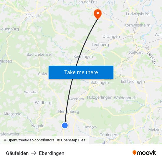 Gäufelden to Eberdingen map