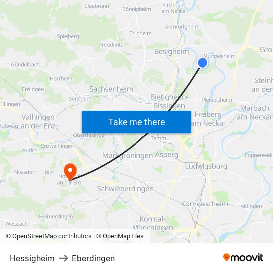 Hessigheim to Eberdingen map