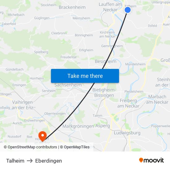 Talheim to Eberdingen map