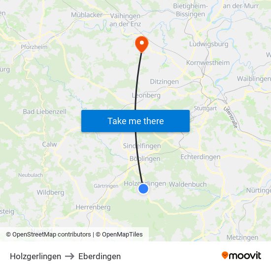 Holzgerlingen to Eberdingen map