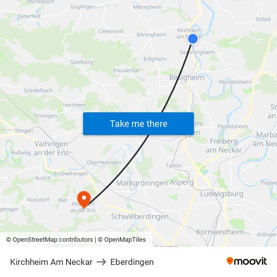 Kirchheim Am Neckar to Eberdingen map