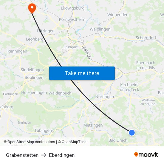 Grabenstetten to Eberdingen map