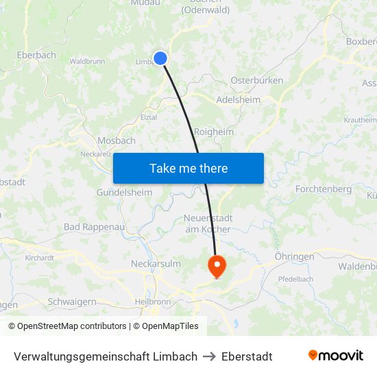 Verwaltungsgemeinschaft Limbach to Eberstadt map