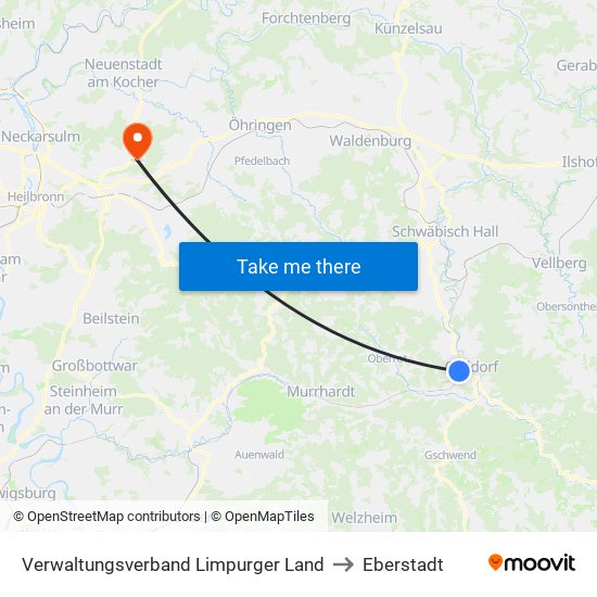 Verwaltungsverband Limpurger Land to Eberstadt map