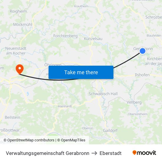 Verwaltungsgemeinschaft Gerabronn to Eberstadt map