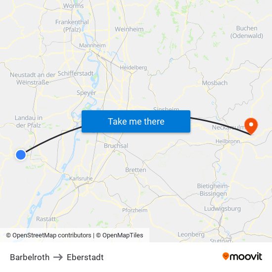 Barbelroth to Eberstadt map