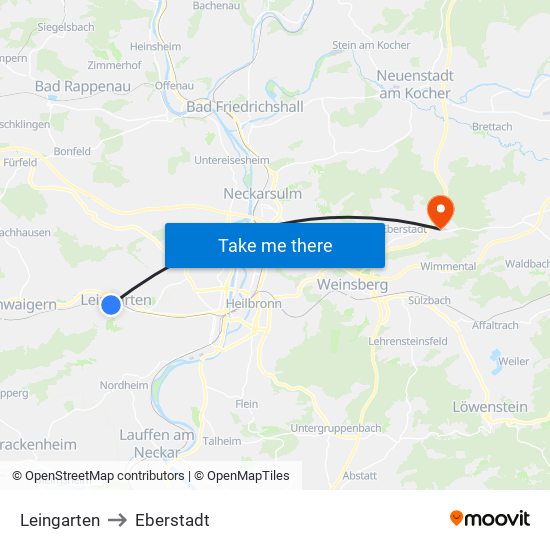 Leingarten to Eberstadt map