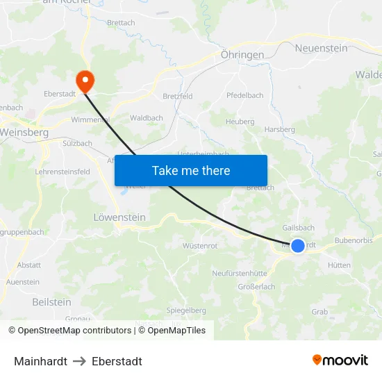 Mainhardt to Eberstadt map