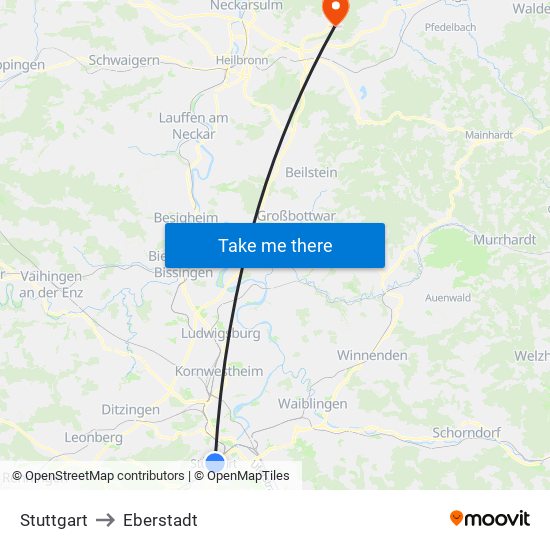 Stuttgart to Eberstadt map