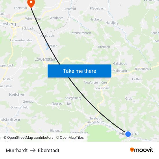 Murrhardt to Eberstadt map