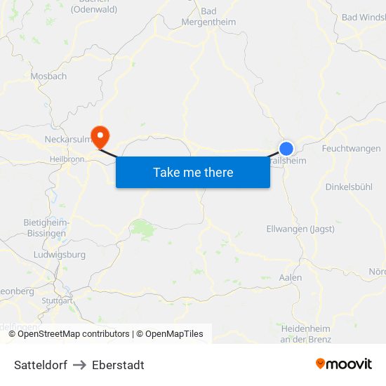 Satteldorf to Eberstadt map