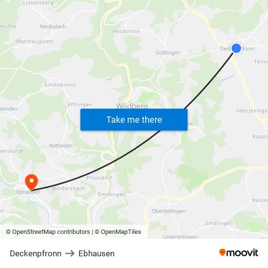 Deckenpfronn to Ebhausen map