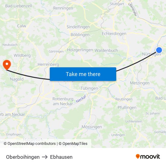 Oberboihingen to Ebhausen map