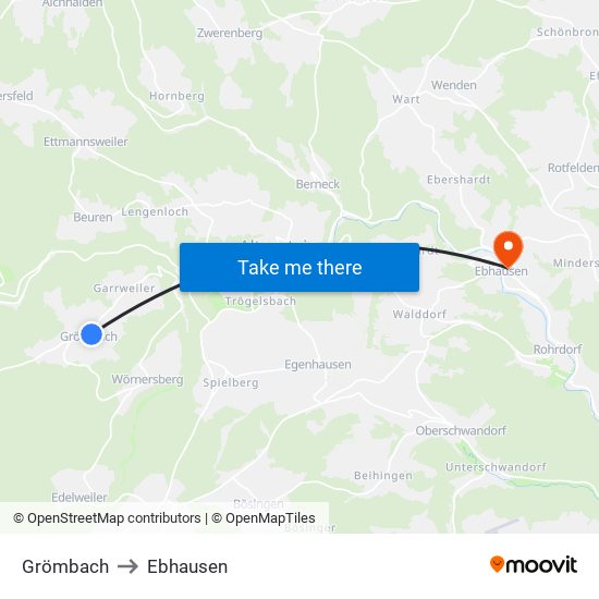 Grömbach to Ebhausen map