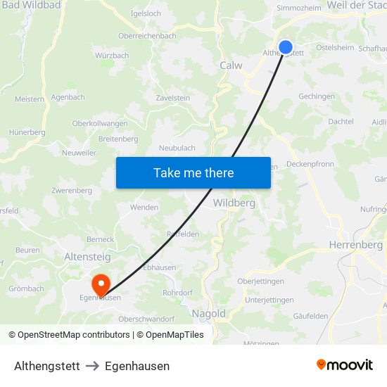 Althengstett to Egenhausen map