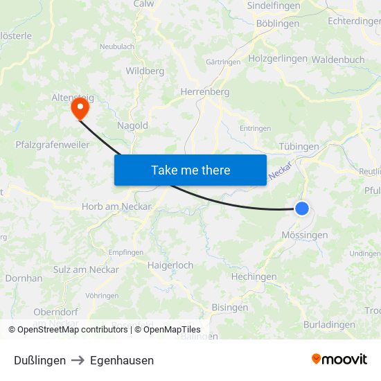 Dußlingen to Egenhausen map