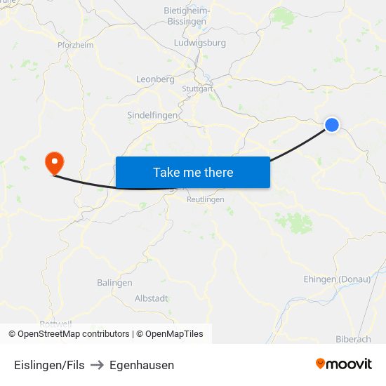 Eislingen/Fils to Egenhausen map