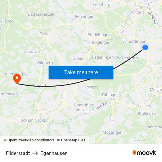 Filderstadt to Egenhausen map