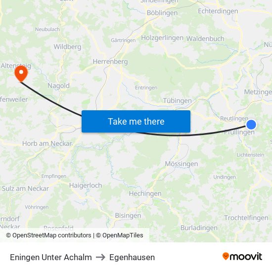 Eningen Unter Achalm to Egenhausen map