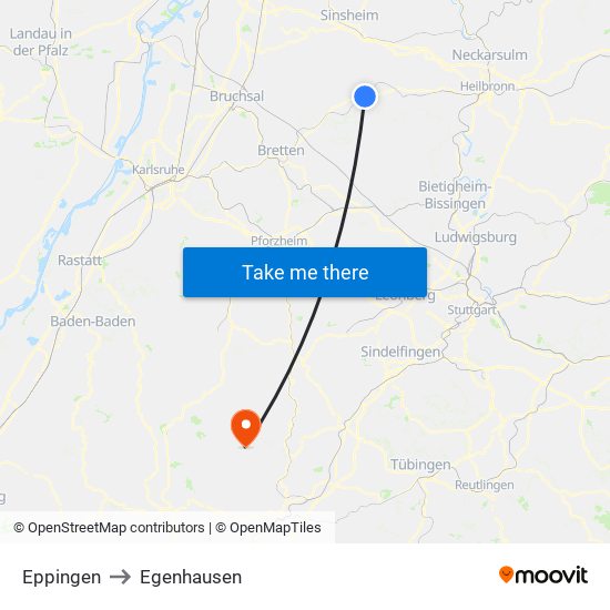 Eppingen to Egenhausen map